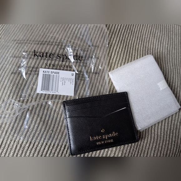 Kate Spade Staci saffiano small card wallet in black - Picture 3 of 7